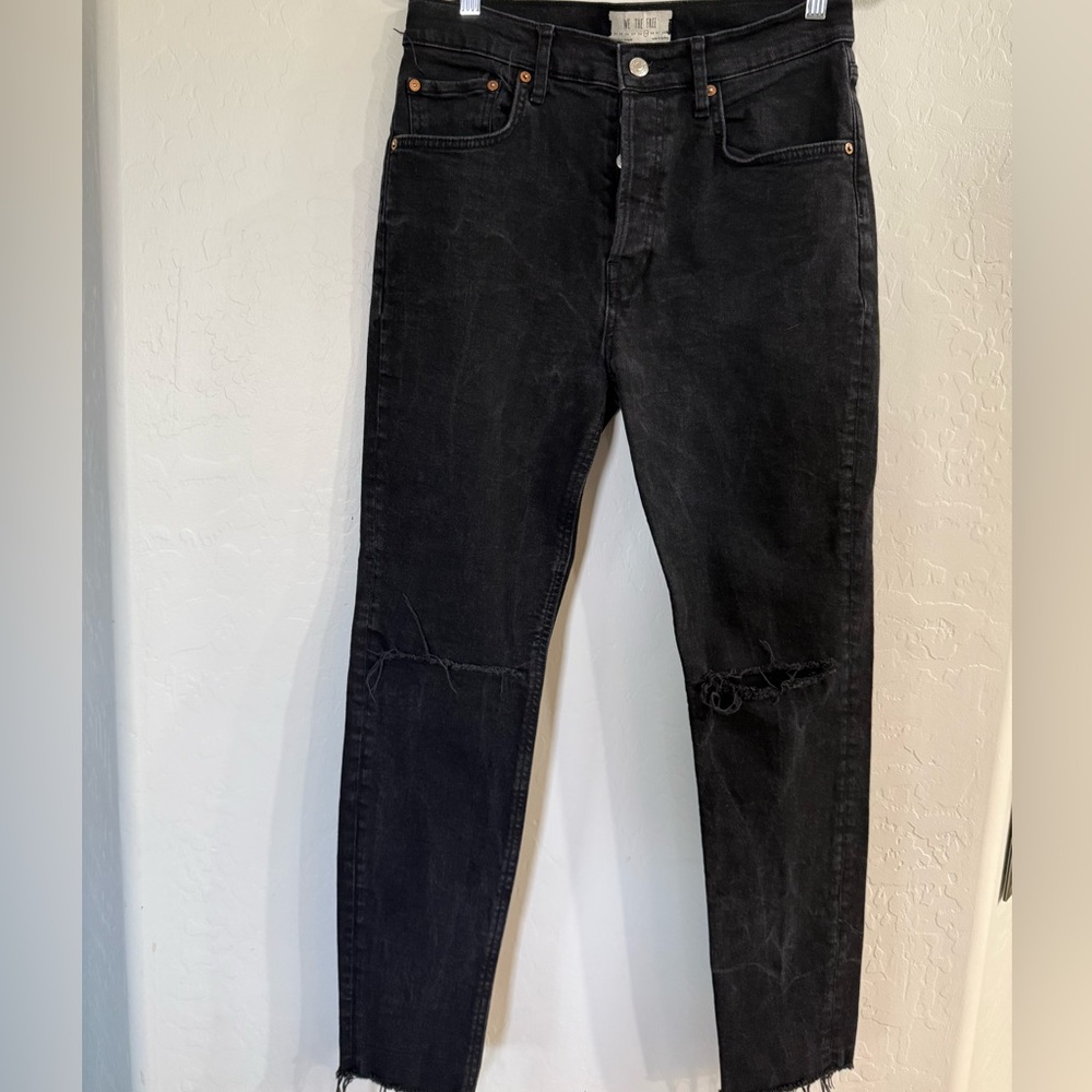 Free People ripped skinny button up jeans